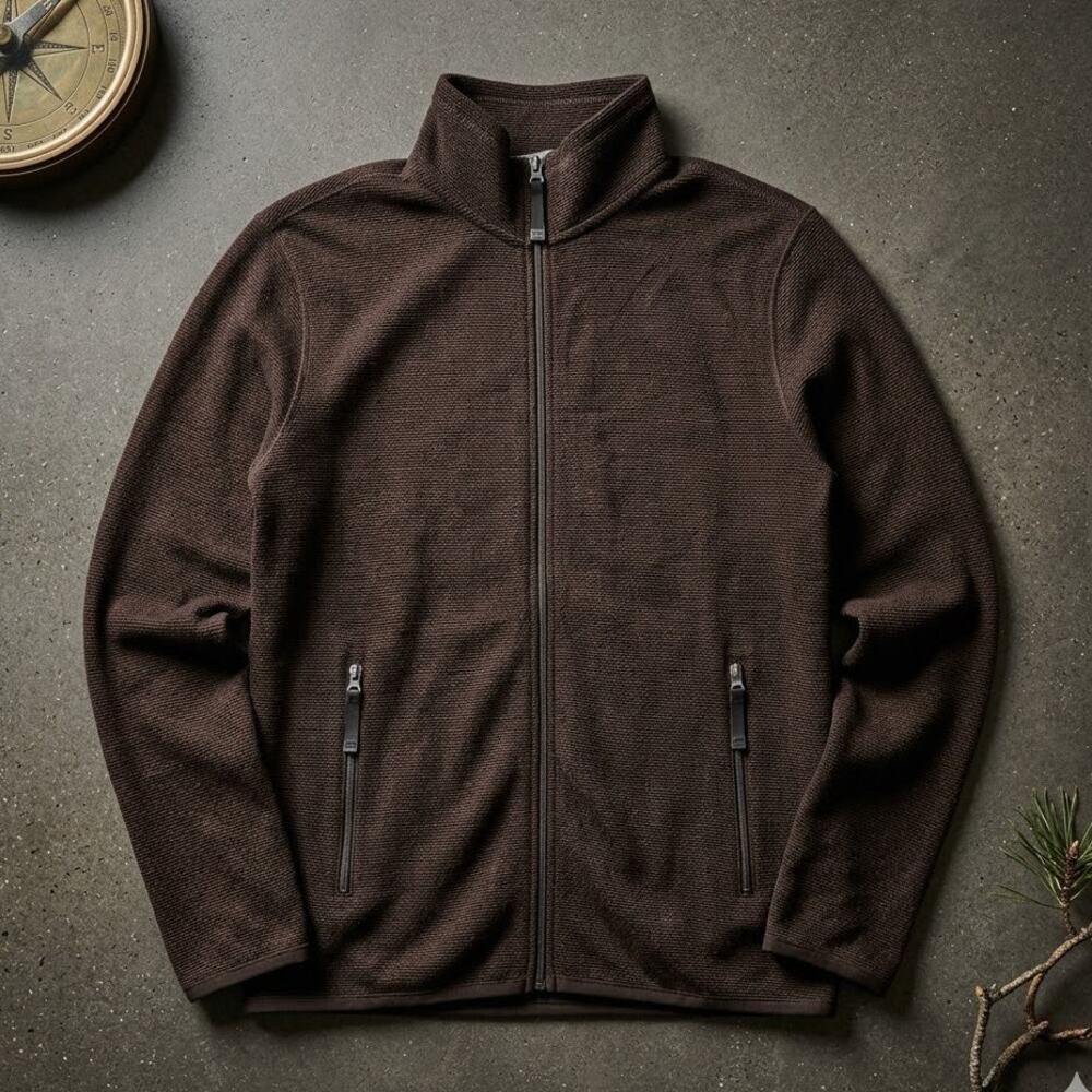 32 Degrees Heat Men’s Full Zip Jacket L Dark Oak Textured Fleece